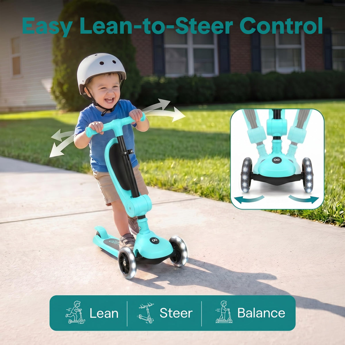 3-Wheel Kids Scooter with Seat, LED Wheels, Adjustable Handlebar R223