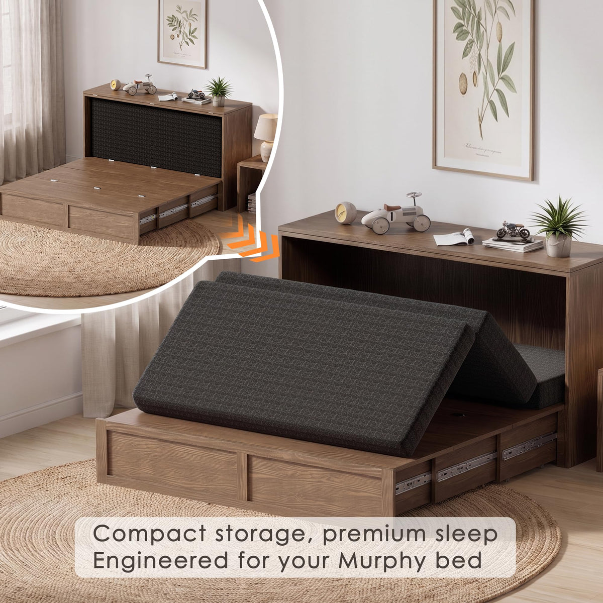 4 Inch Tri-Fold Twin Size Memory Foam Mattress with Washable Cover A86650
