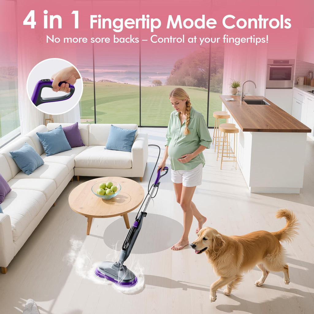 Rotating Scrub & Steam Mop with 6 Scrub Pads S108406
