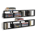 34 Inch Media Storage Rack Organizer Metal Floating Shelf Set of 2 Black X450
