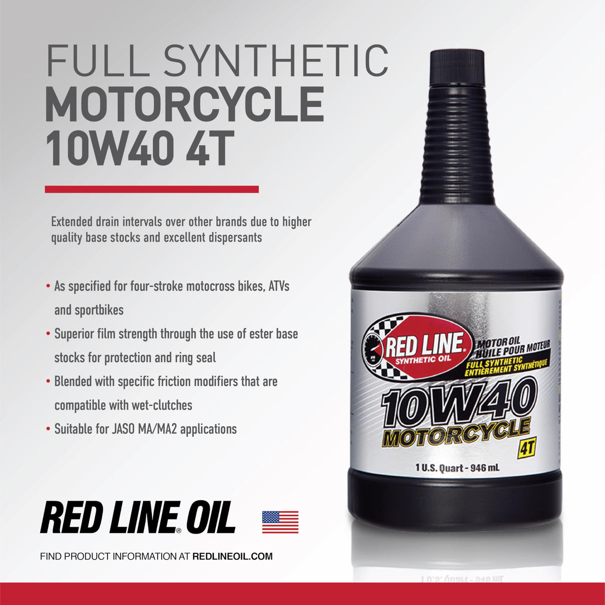 10W40 Synthetic Motorcycle Motor Oil 1 Quart I55851