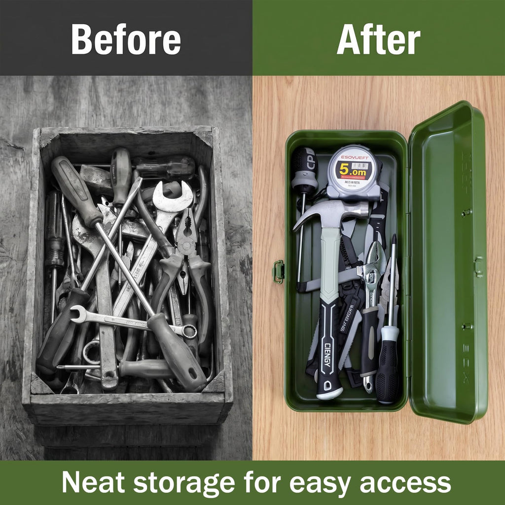 15-Inch Green Metal Storage Box with Lock E8170