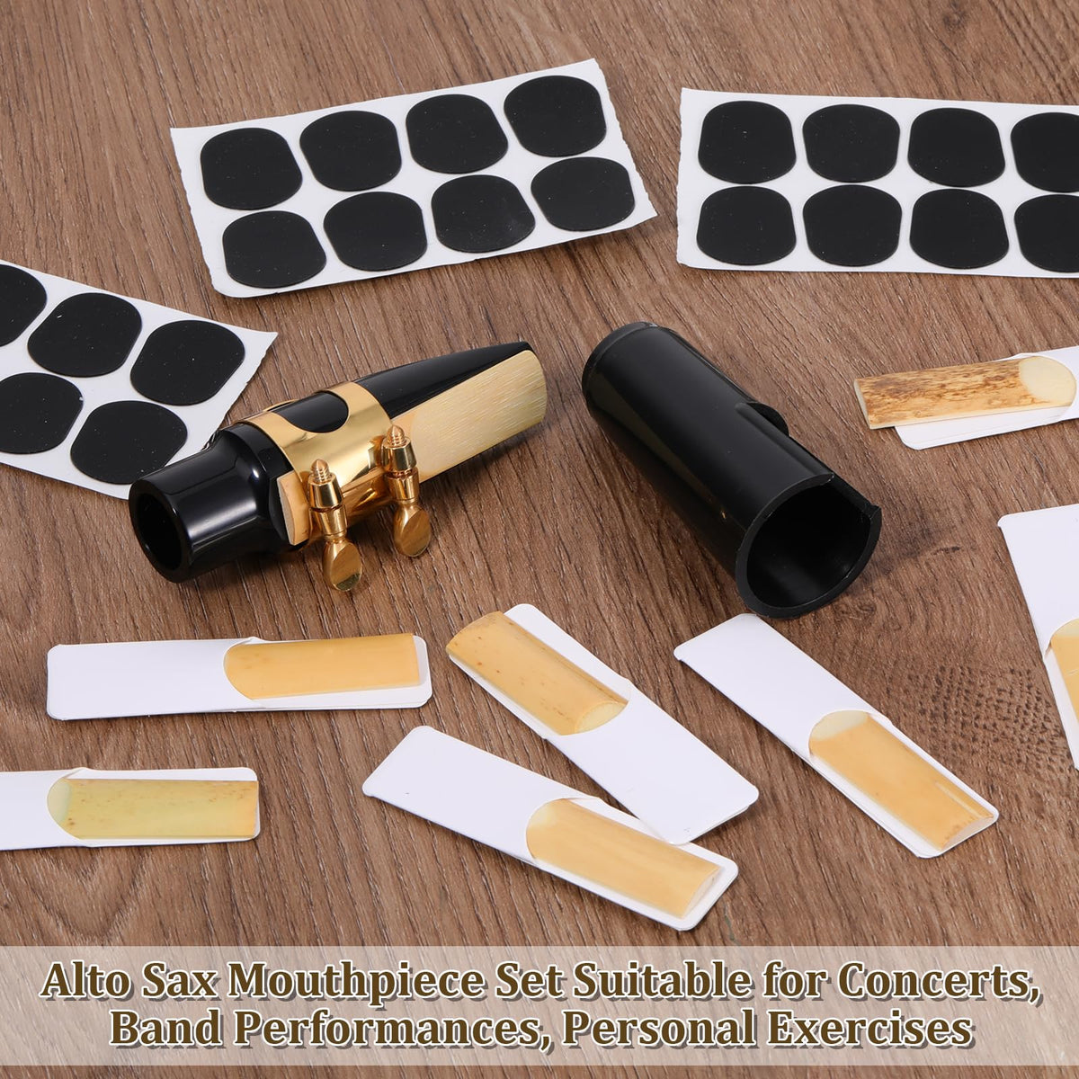 Alto Saxophone Mouthpiece Kit with Ligature, Cap, 21 Reeds, Pads and Storage Case J399847