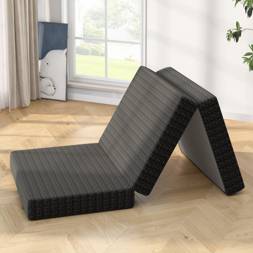 4 Inch Tri-Fold Twin Size Memory Foam Mattress with Washable Cover A86650