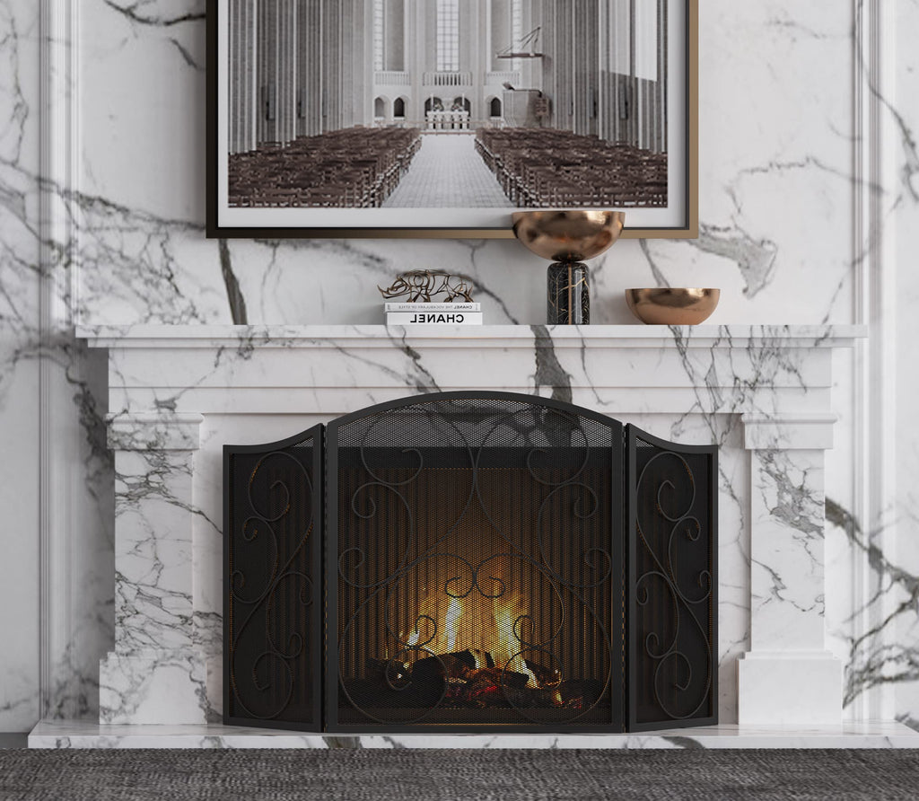 Wrought Iron Fireplace Screen 48×30 Inch R958