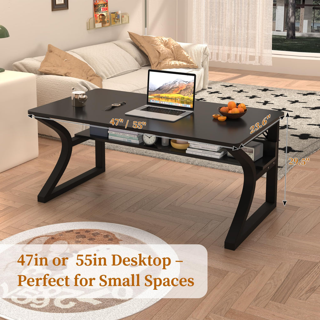 Black 55" Wood Computer Desk Y97208