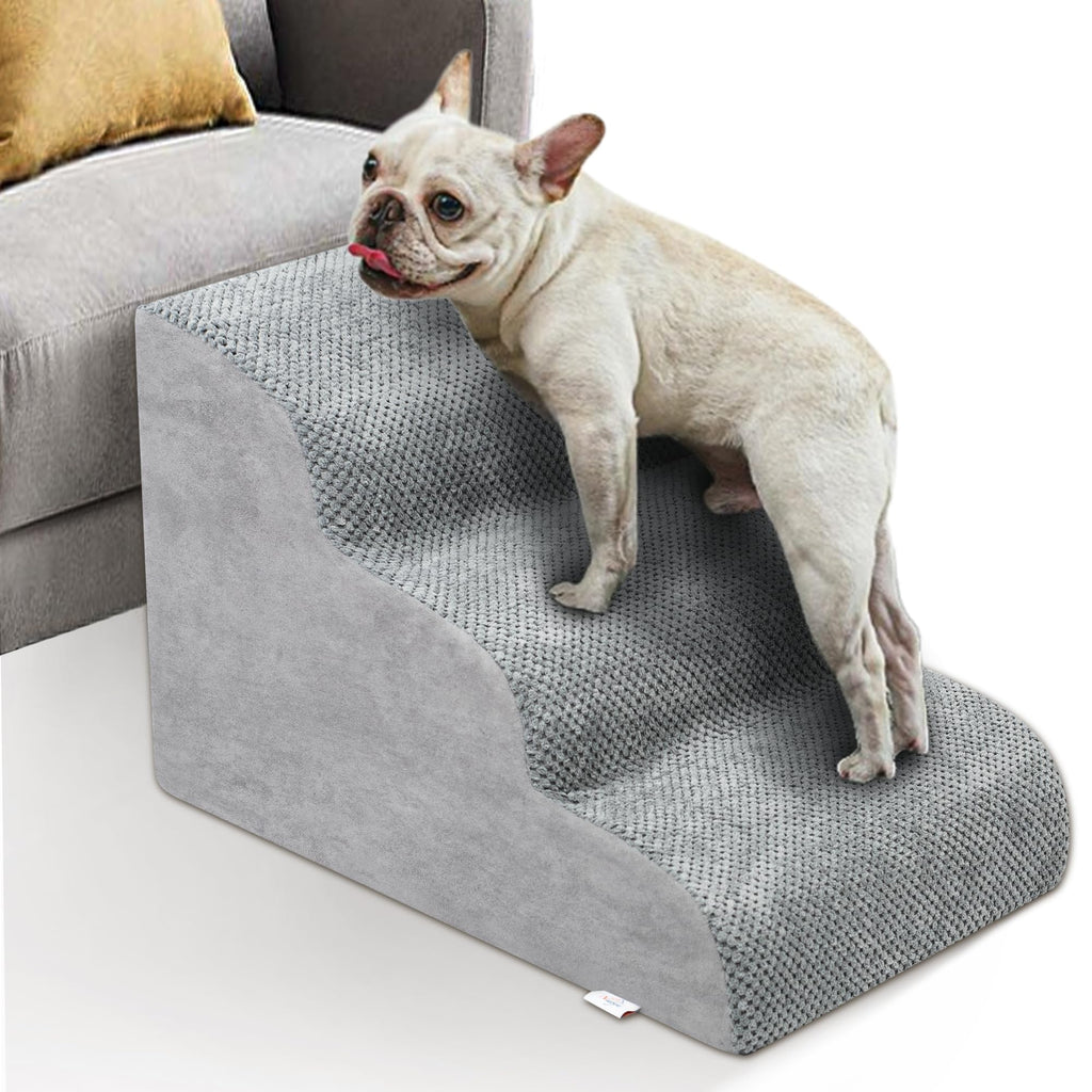 High Density Foam Dog Stairs 3 Steps Grey Q847