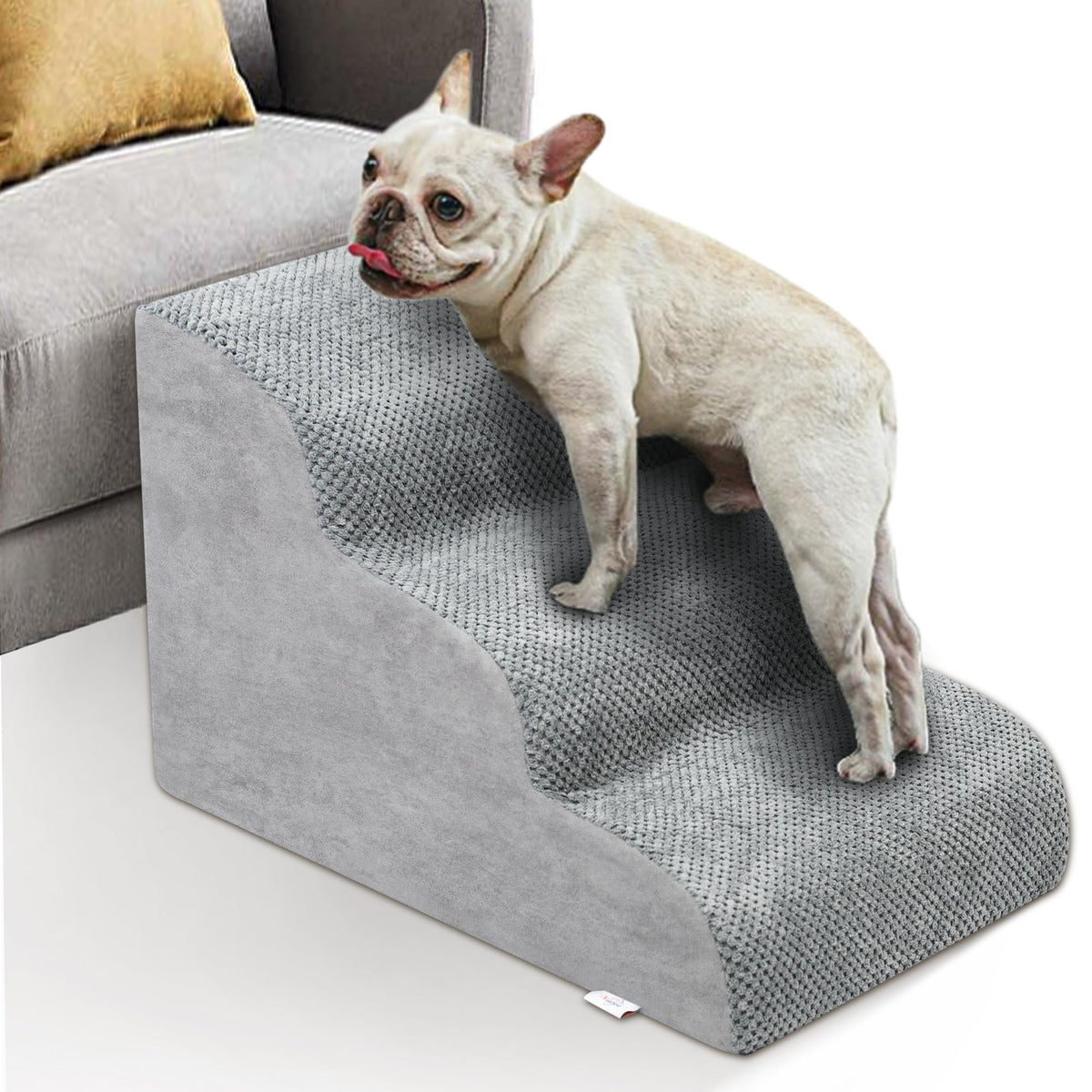 High Density Foam Dog Stairs 3 Steps Grey Q847