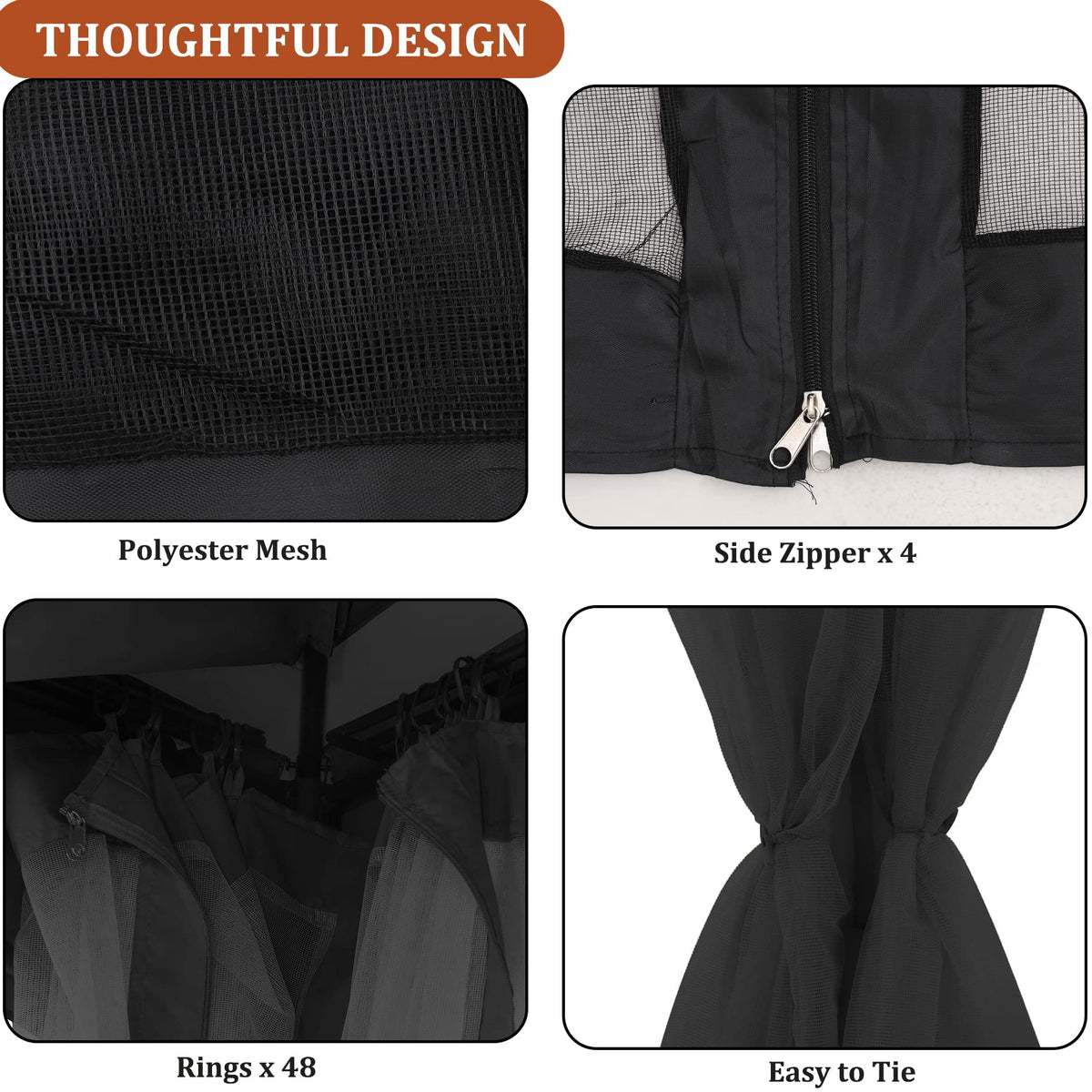 10x12 FT Black Mosquito Netting E1300
