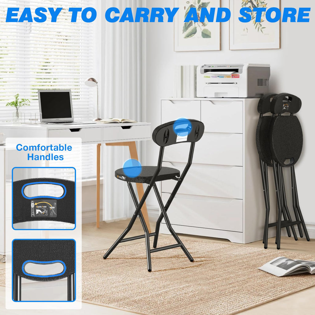 Folding Stool with Back, 18 inch Set of 1 E1861
