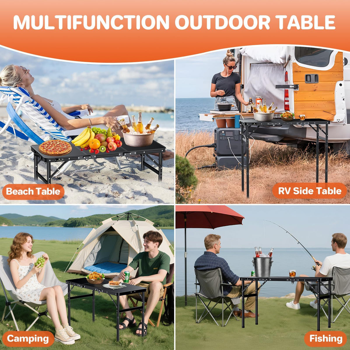 Aluminum Folding Camping Table 3 Height Adjustable N761979