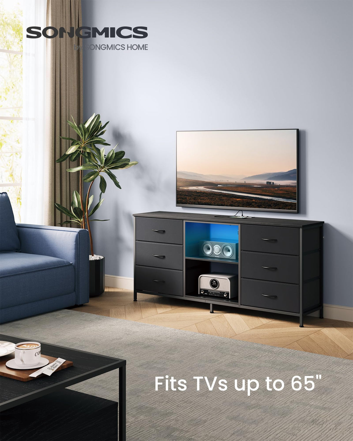 TV Stand with 6 Fabric Drawers and 2 Shelves Y865