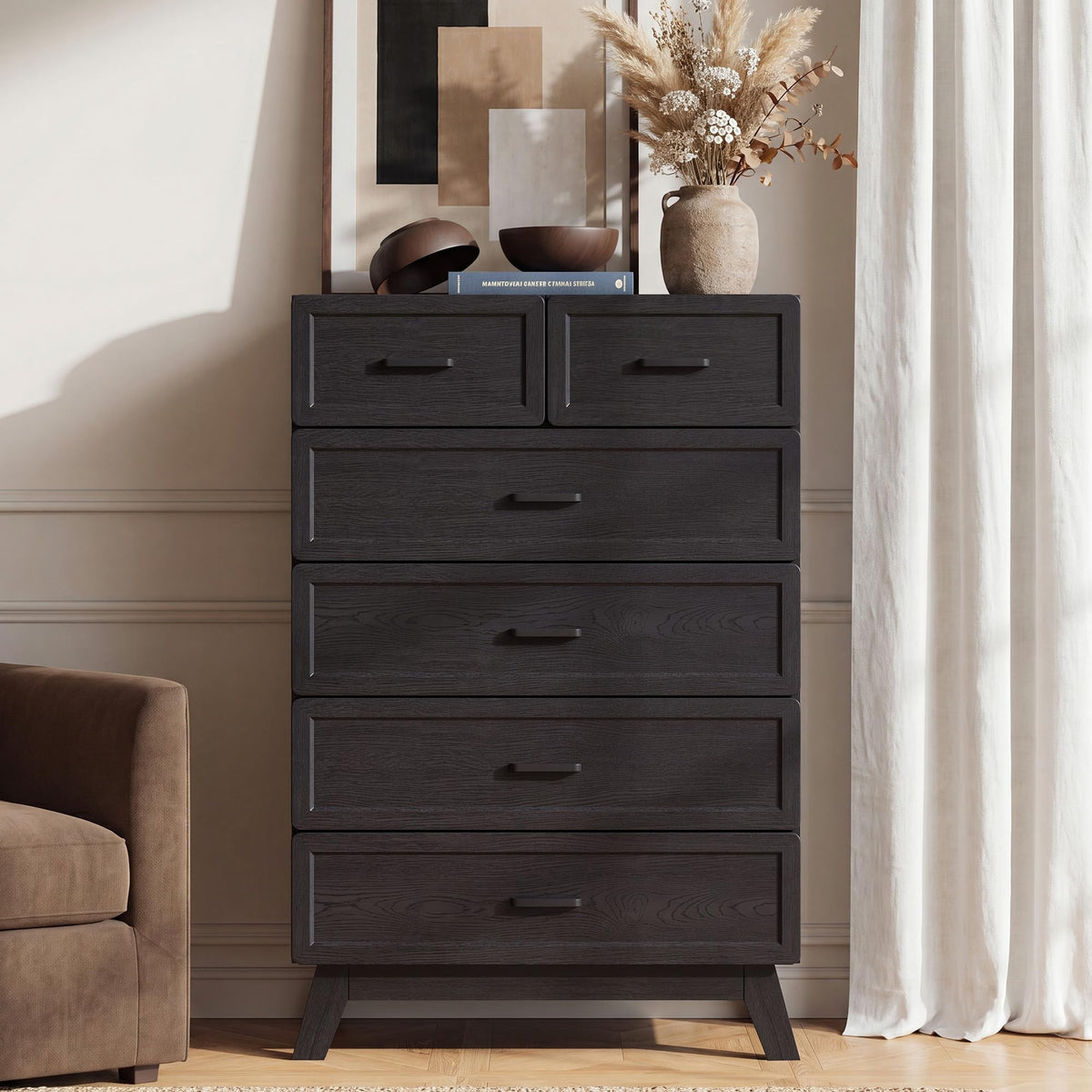 Black 6 Drawer Dresser N2973
