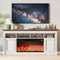 66 Inch White & Brown Two-Tone Fireplace TV Stand E851475