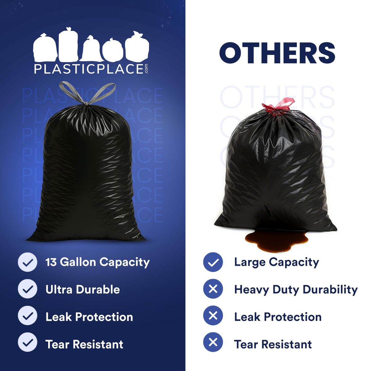 32-33 Gallon 1.2 Mil Black Drawstring Trash Bags, 100 Count G2005