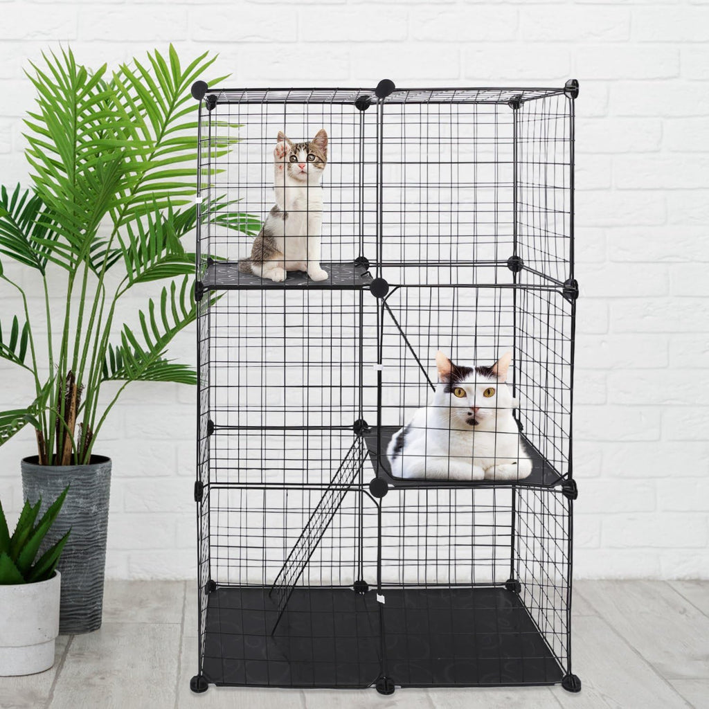 3-Tier Cat Cage with 3 Doors 2 Ramp Ladders Y363122
