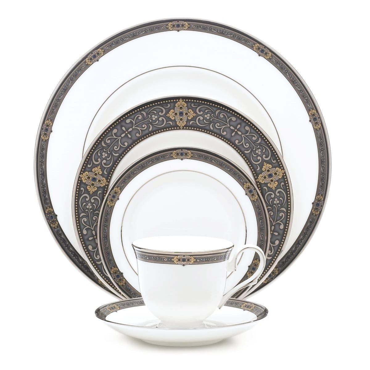 White 5 Piece Dinnerware Set T934
