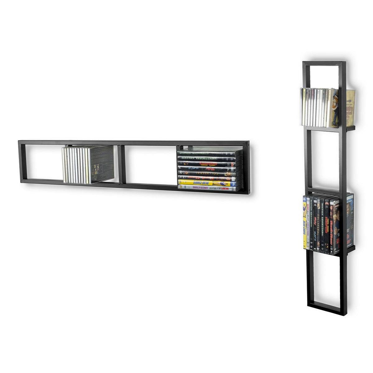34 Inch Media Storage Rack Organizer Metal Floating Shelf Set of 2 Black X450