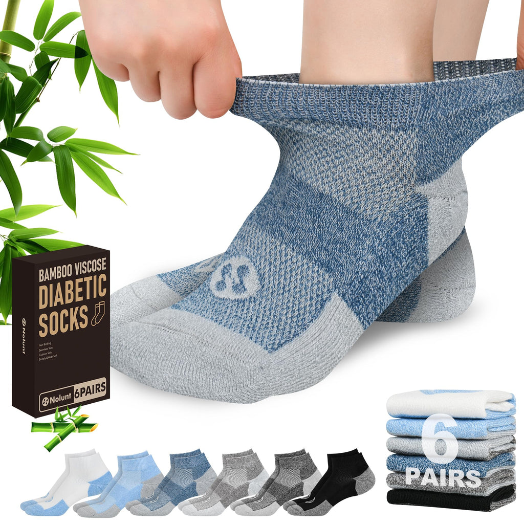 Low Cut Diabetic Socks for Men, 6 Pairs D1221