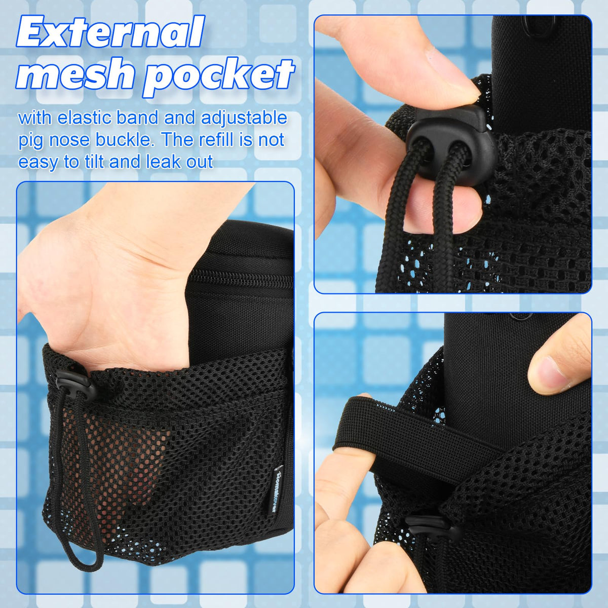Portable Mosquito Repeller Storage Case with Metal Carabiner and Refill Pocket, Black A220