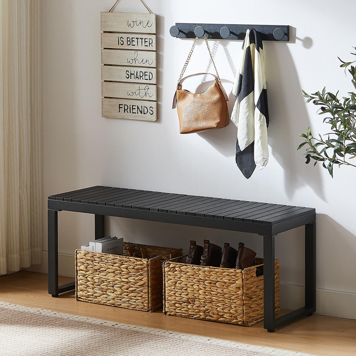 Black 2-Person Outdoor Bench A710769