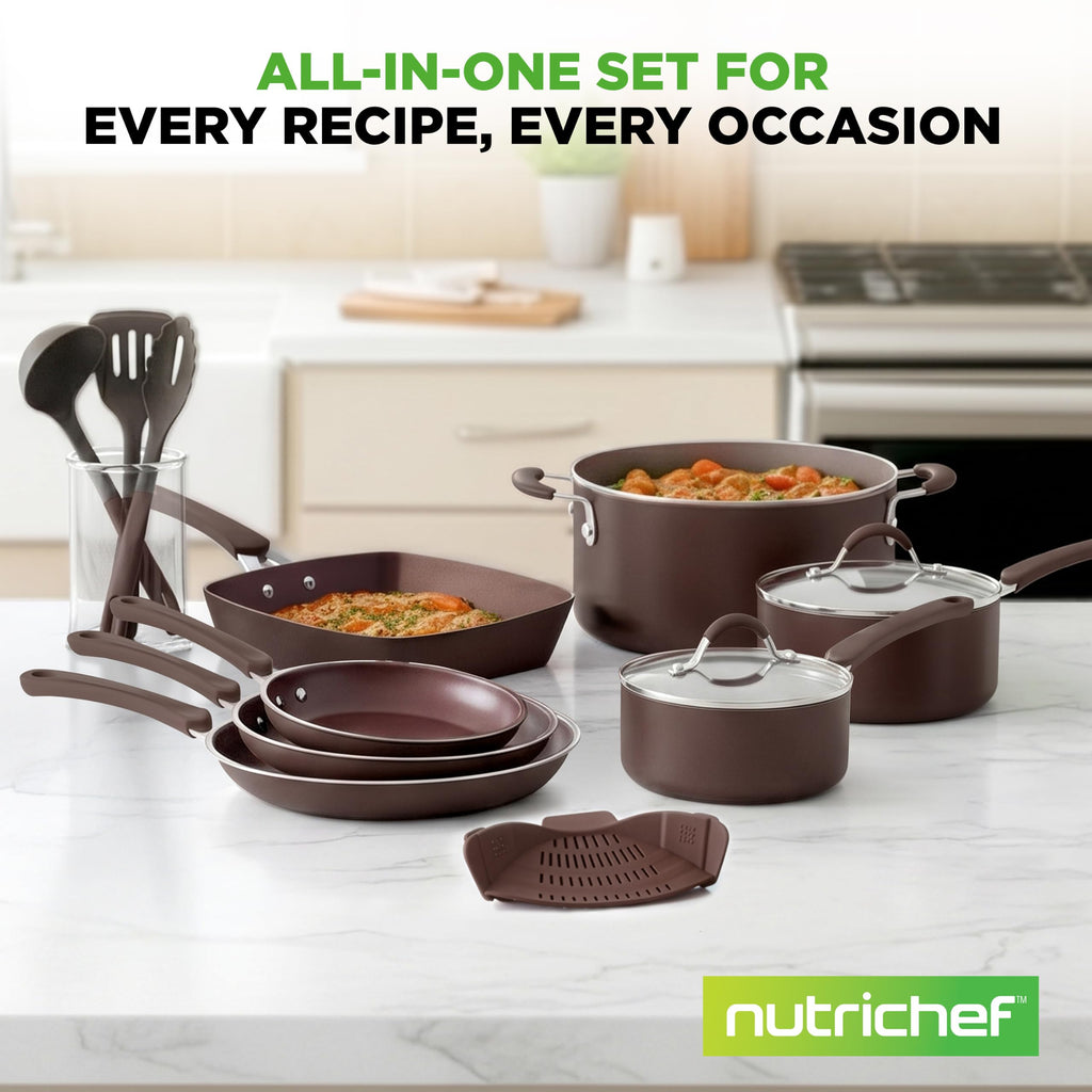 14-Piece Nonstick Brown Cookware Set G590181