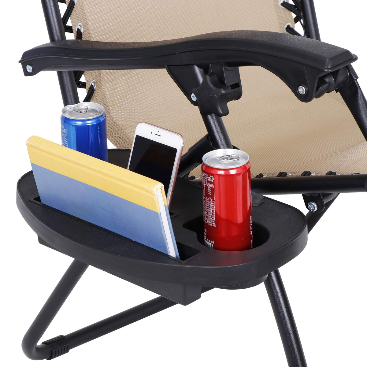 Zero Gravity Chair Set of 2 Folding Recliner with Cup Holder Tray and Pillow S5543