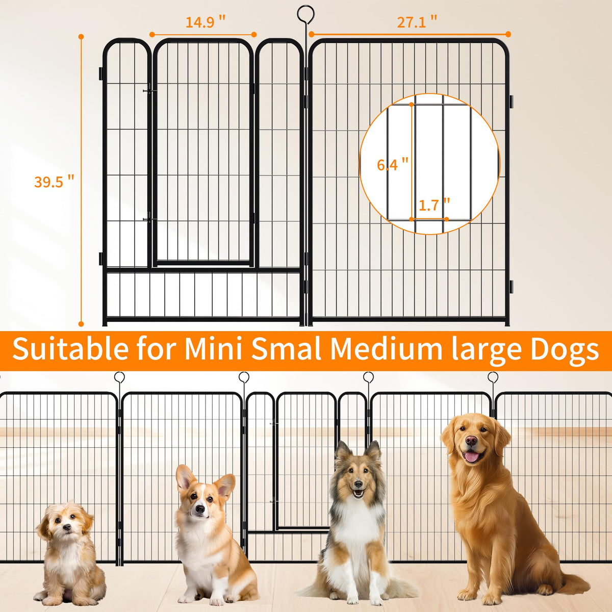 Heavy-Duty Iron Exercise-Pen System Portable Yard Camping Kennel Alternative W283