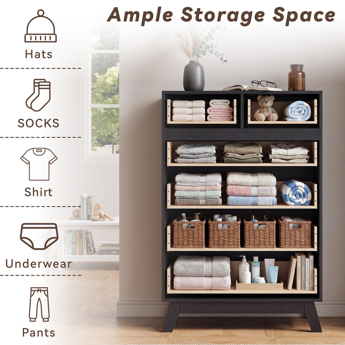Black 6 Drawer Dresser N2973