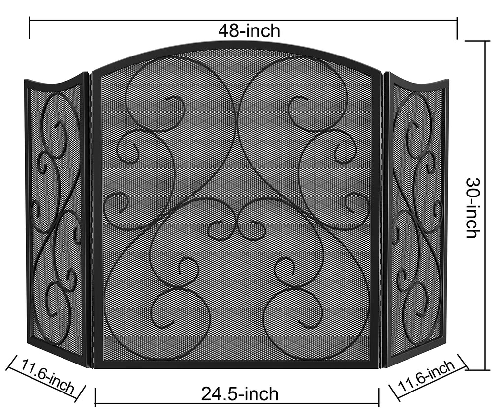 Wrought Iron Fireplace Screen 48×30 Inch R958