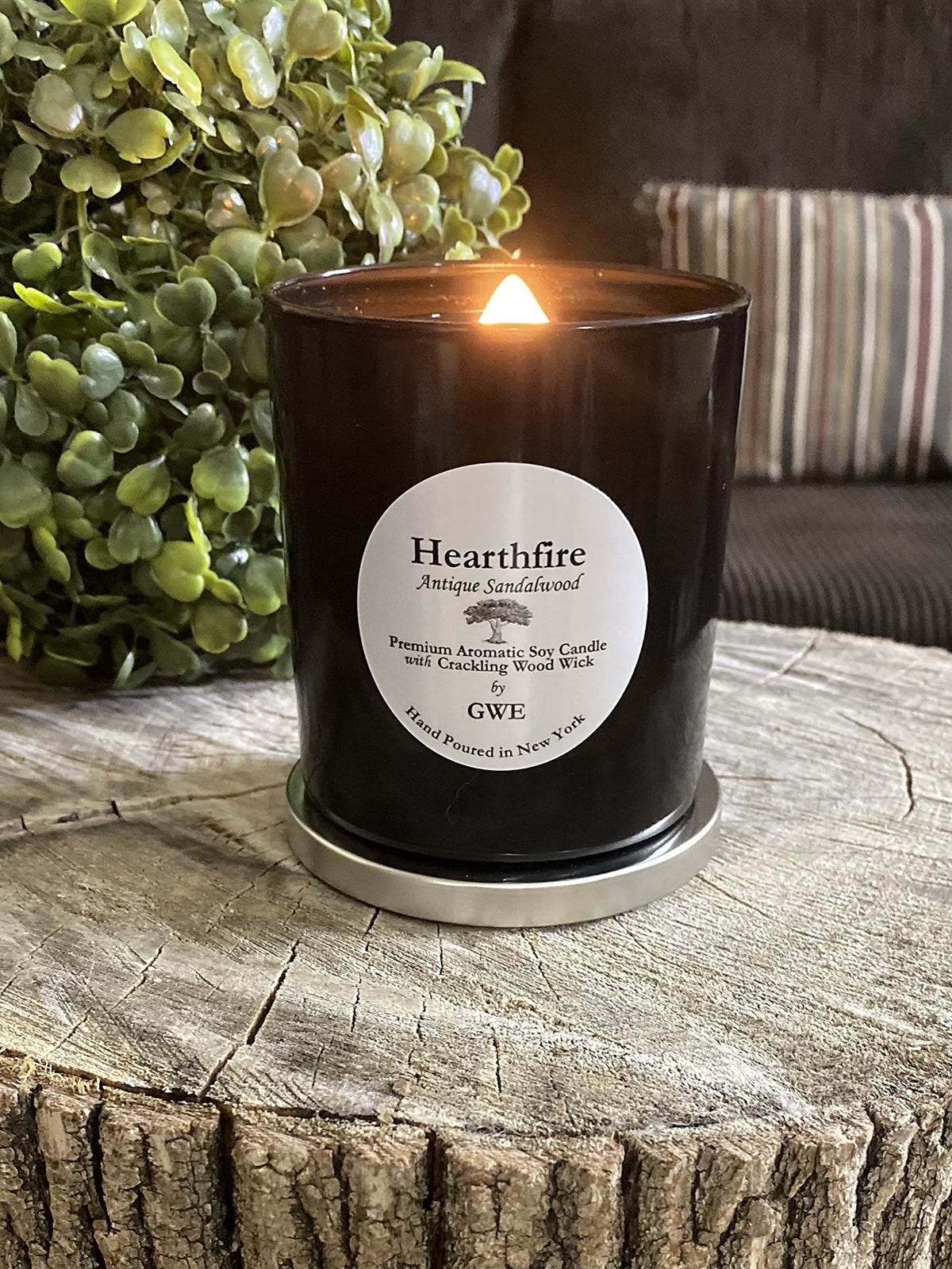 Sandalwood Scented Soy Candle with Wood Wick B61099