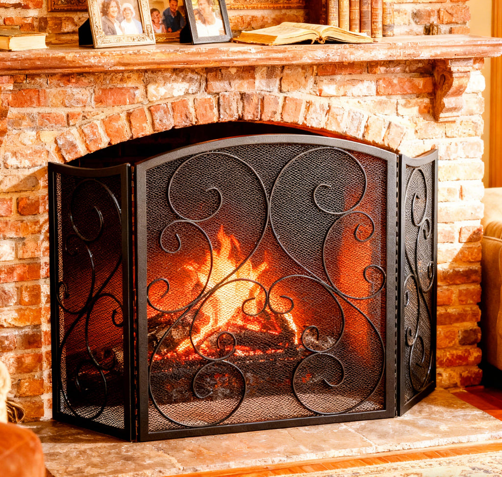 Wrought Iron Fireplace Screen 48×30 Inch R958