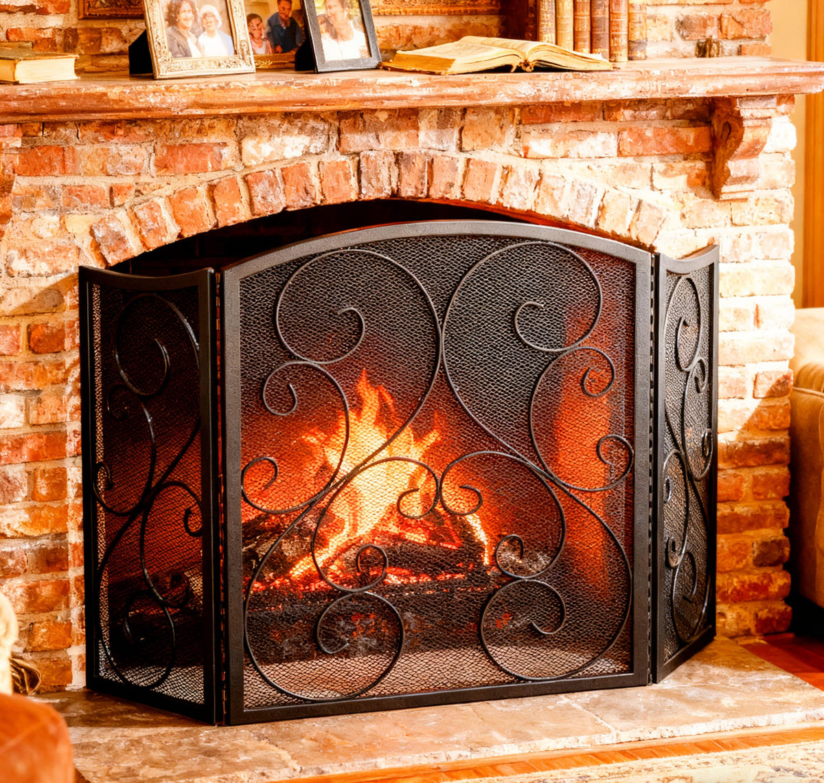 Wrought Iron Fireplace Screen 48×30 Inch R958