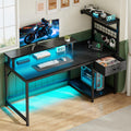 40" Gaming Desk with LED Lights & Power Outlets, Black I81087