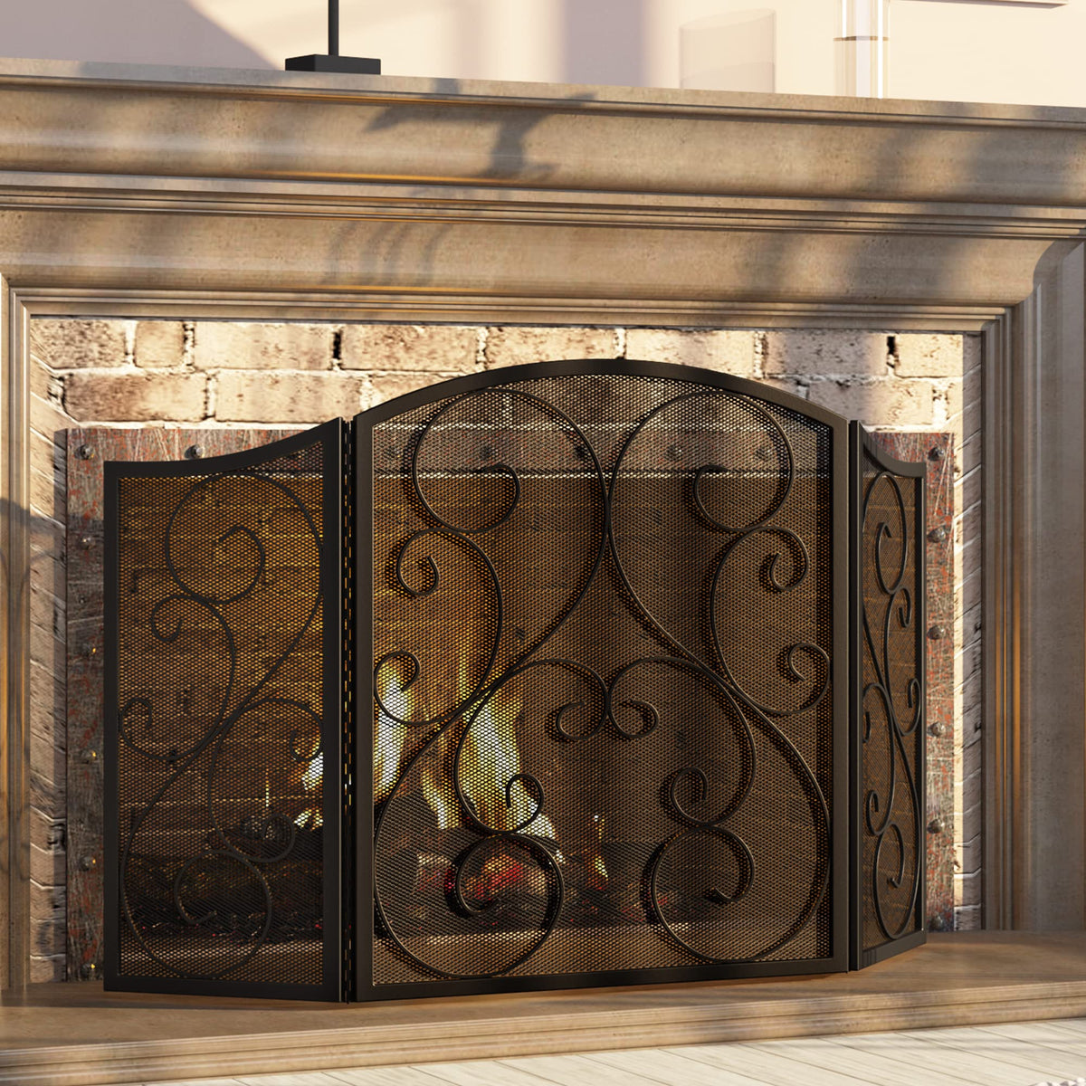 Wrought Iron Fireplace Screen 48×30 Inch R958
