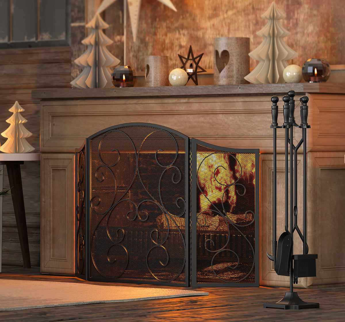 Wrought Iron Fireplace Screen 48×30 Inch R958