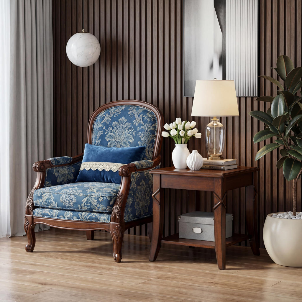 Solid Wood End Table with Storage Shelf Y27407