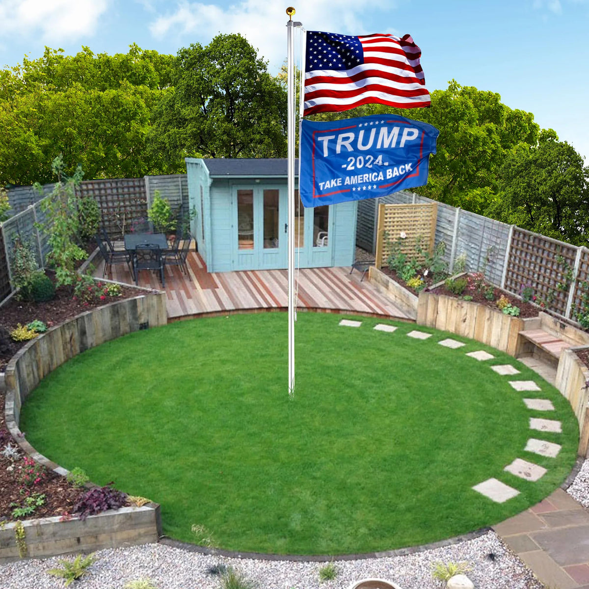 20 FT Aluminum Flagpole Kit with USA Flag P5637
