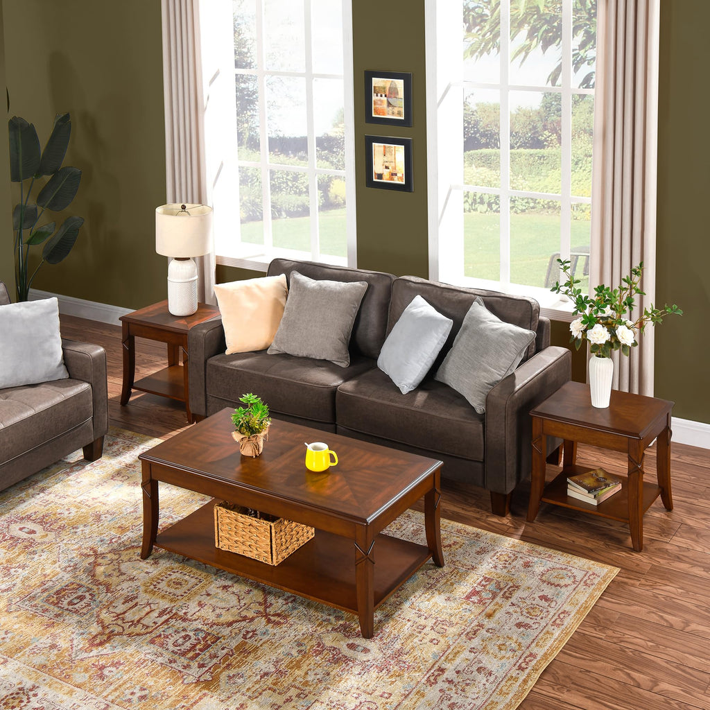 Solid Wood End Table with Storage Shelf Y27407